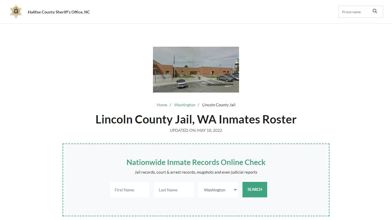 Lincoln County Jail, WA Jail Roster, Name Search