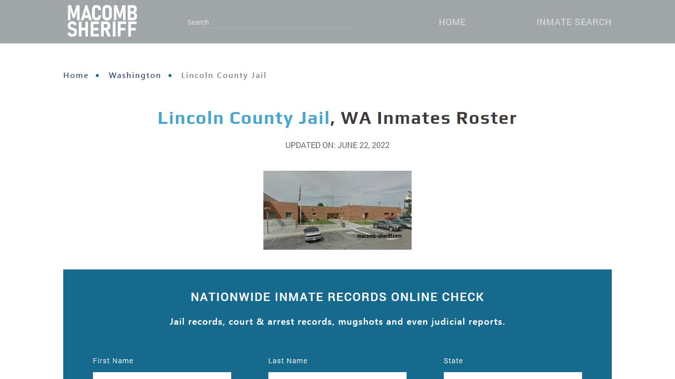 Lincoln County Jail, WA Jail Roster, Name Search